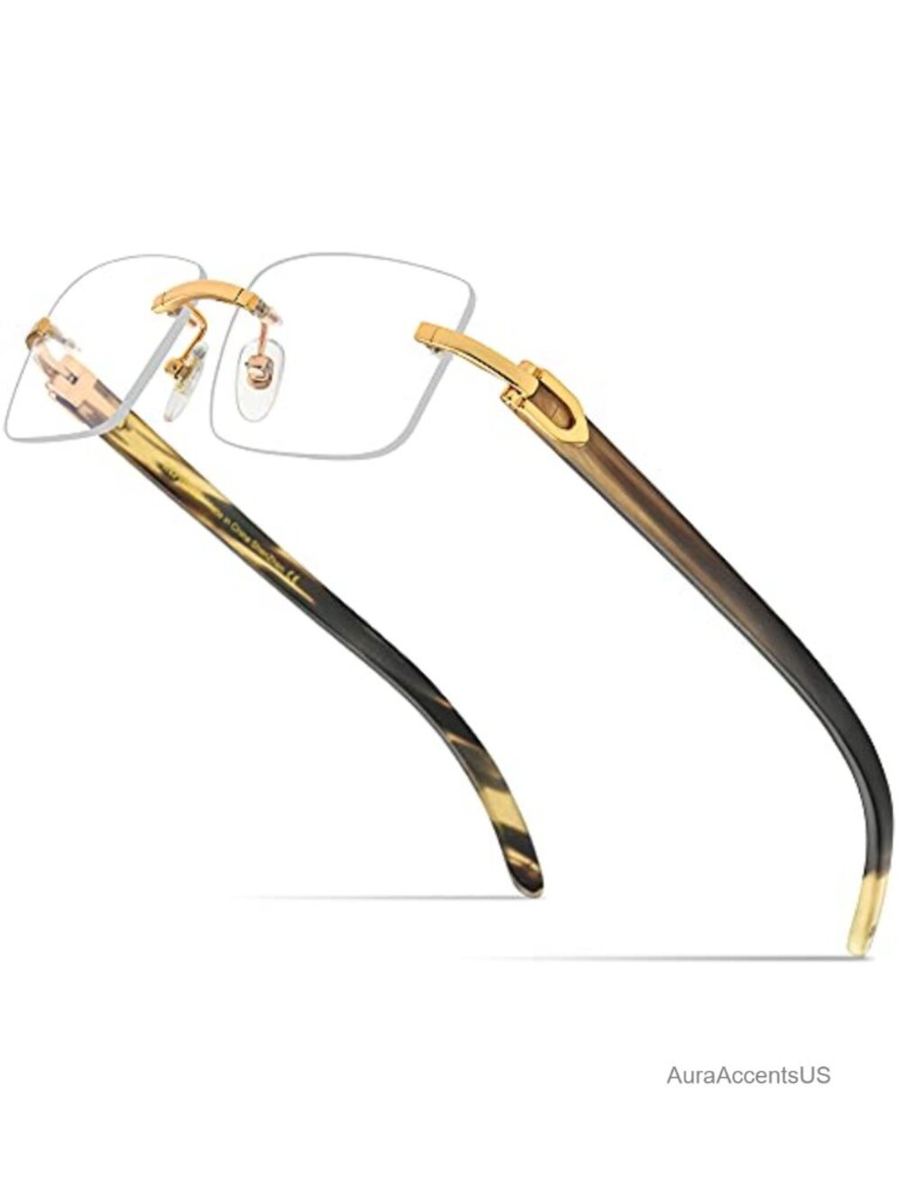 Buffalo Horn Rimless Square Sunglasses Gradient Nylon Lens